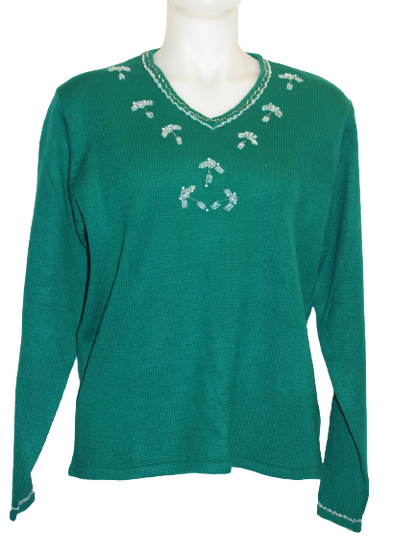 Green Beaded Sweater