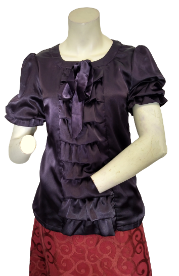 Purple Minuet Silky Ruffled Blouse