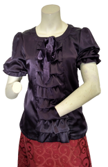 Purple Minuet Silky Ruffled Blouse