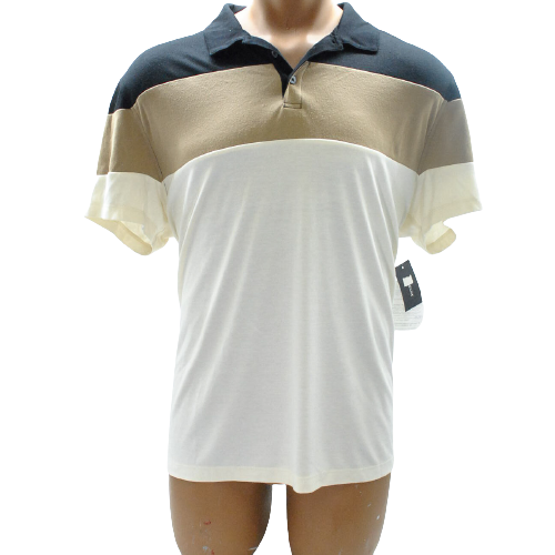 Alfani Men Sand Colorblock Horizontal Stripe Polo Shirt XL