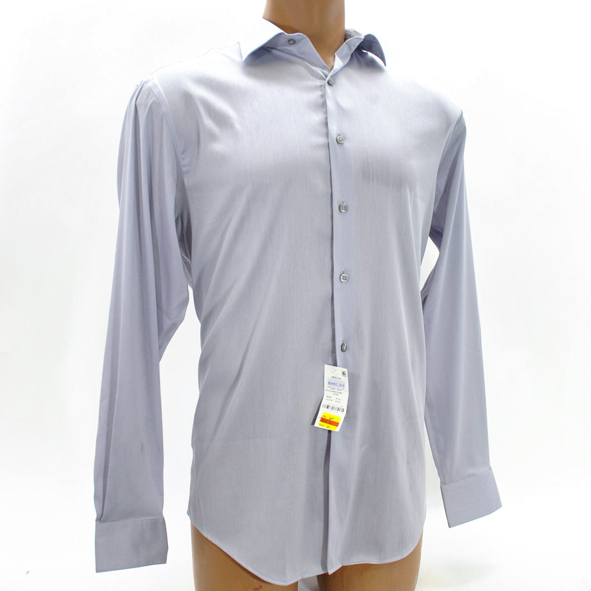 Alfani Men Silver AlfaTech Regular Fit Long Sleeve Shirt M15-15 1/2, 34/35