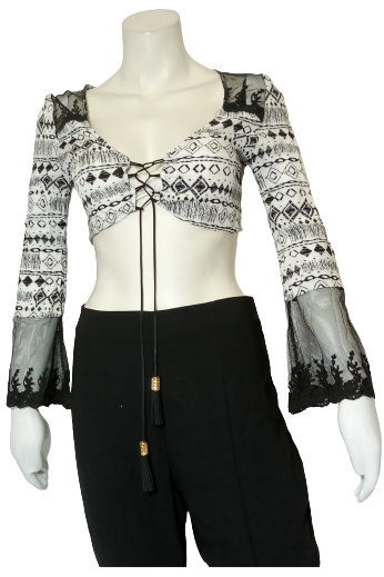 Milau White/Black Bolero Blouse