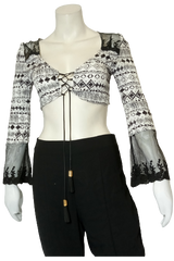 Milau White/Black Bolero Blouse