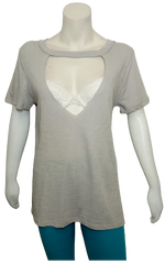 Emory Park Gray Keyhole Top