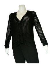 Milau Black Button-Down Sweater with Pockets
