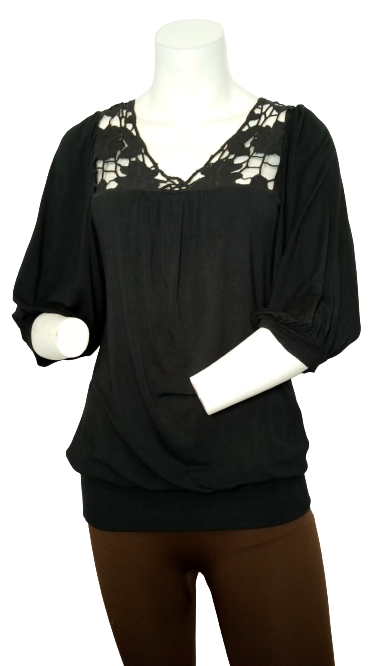 Mar-Q Black Embroidered Top