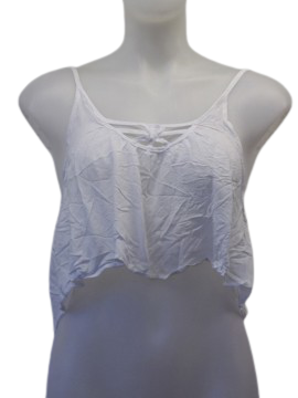 House of Three White Crop Top