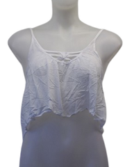 House of Three White Crop Top