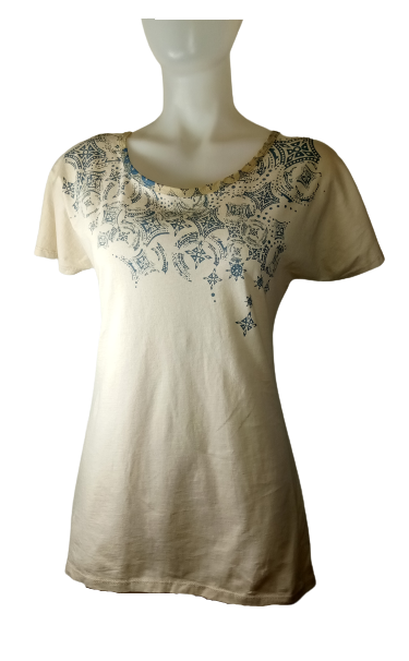 Libertalia Tan/Blue Tied Blouse