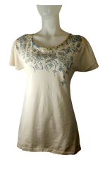 Libertalia Tan/Blue Tied Blouse