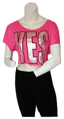 579 Pink/Silver "Yes" Short Sleeve Blouse