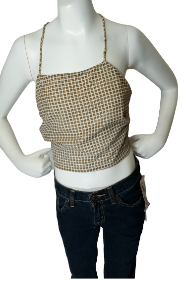 Emory Park Tan/White Crop Top
