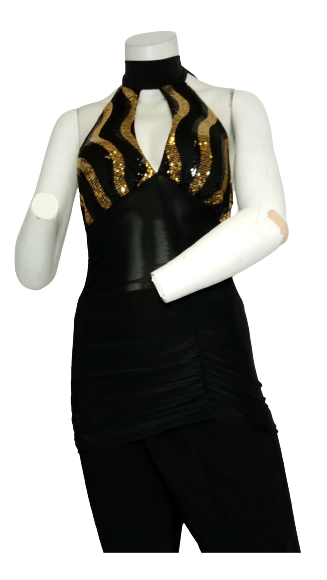 Minimi Black/Gold Halter Top
