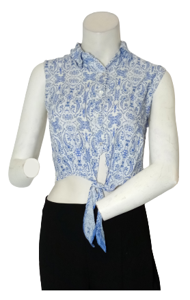 Milau White/Blue Patterned Top