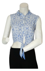 Milau White/Blue Patterned Top