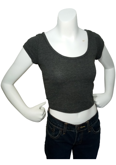 Love in Gray Short Sleeve Crop Top