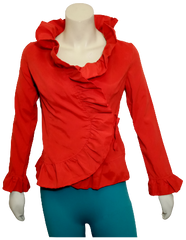 Runway Paris Red Ruffle Blouse