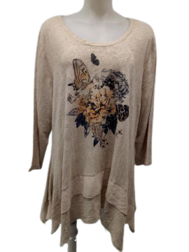 Tan Style and Co Printed Blouse