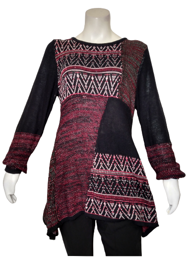 Style & Co. Black/Red Squares Sweater