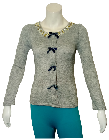 Sports Girl Bow Pearl Sweater