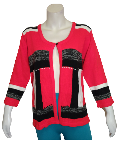 Sara Morgan Red Button-Front Cardigan