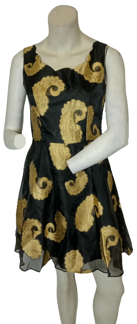 Minuet Black/Gold Paisley Dress
