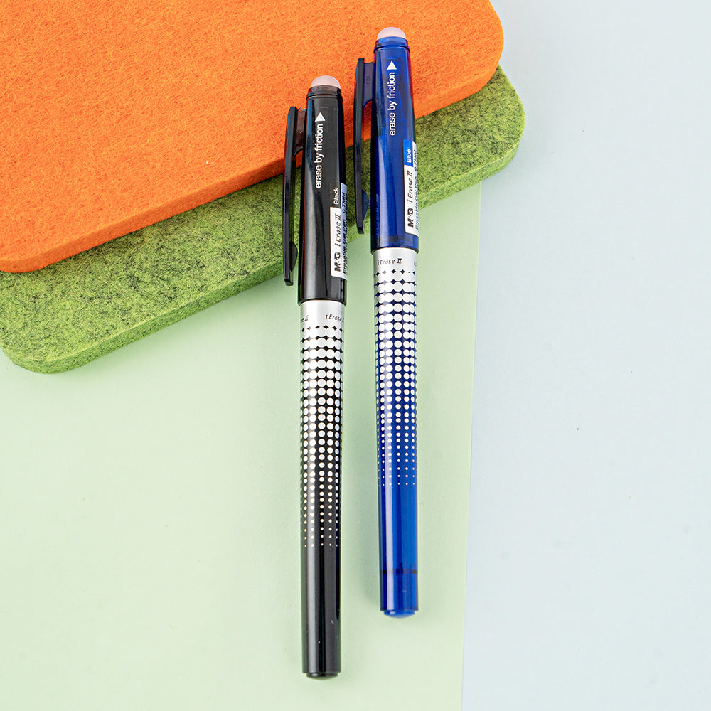 M&G Erasable Gel Pen Black 0.7mm Cap with eraser (4 per pack)