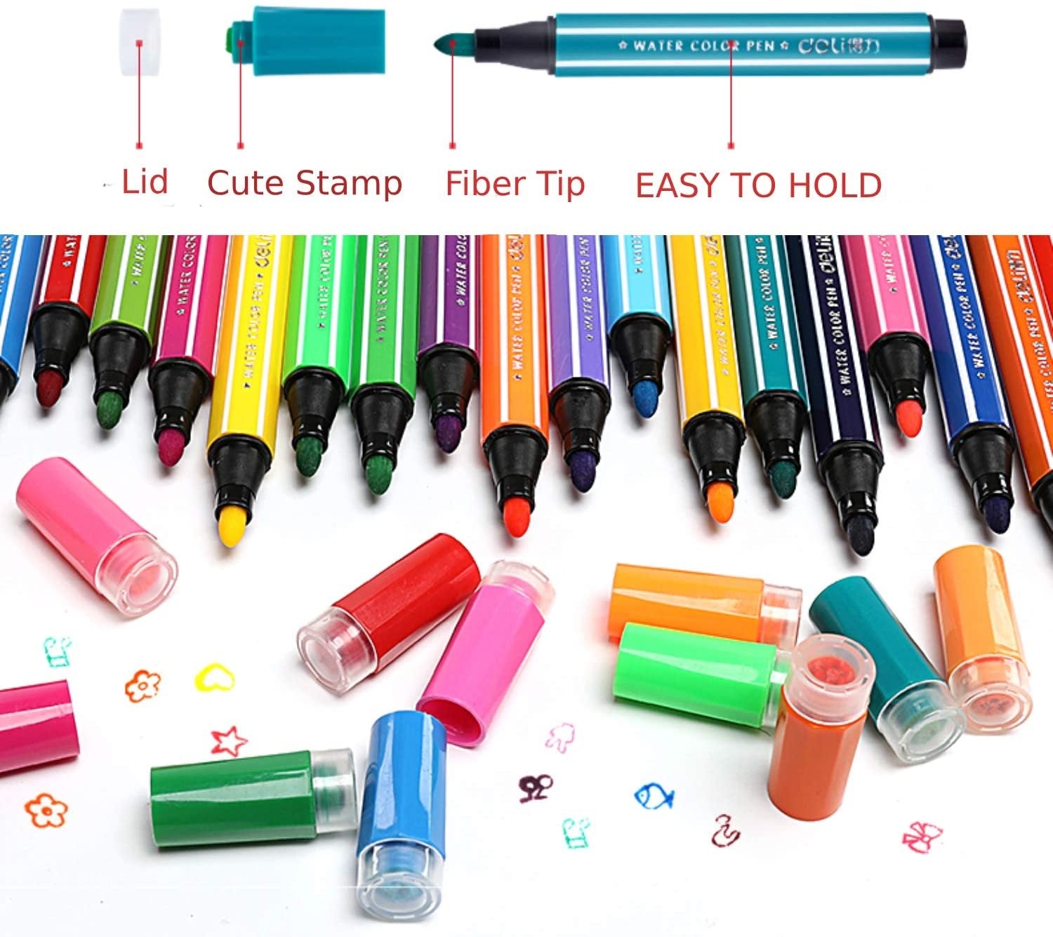 M&G Stamp Watercolor Pen Hexagon Washable 24 colors (1 per pack)