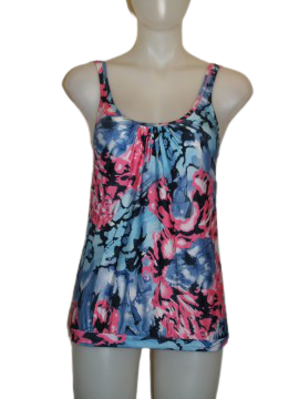 Pink/Blue Patterned Tankini Top