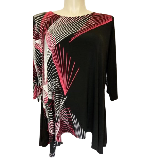 Alfani Printed Handkerchief-Hem Blouse in String Theory - size 2X&nbsp;