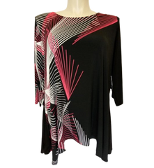 Alfani Printed Handkerchief-Hem Blouse in String Theory - size 2X&nbsp;